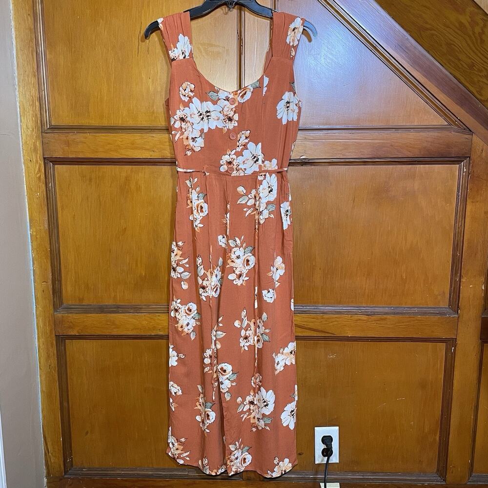 B.O.G. Collective - Orange Floral Sleeveless Jumpsuit - Size XS